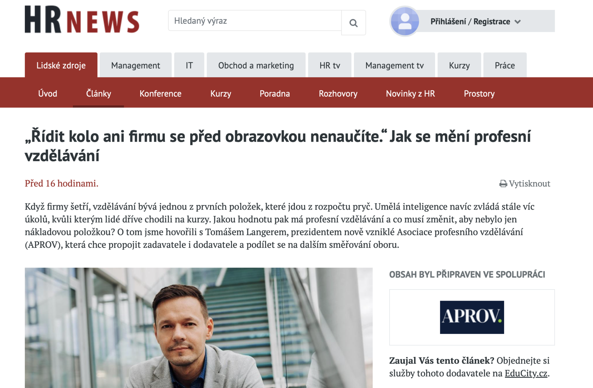 Jak se mění profesní vzdělávání? Rozhovor s prezidentem APROV Tomášem Langerem